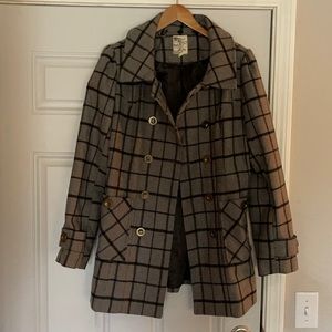 Tulle Wool Pea Coat - Size Medium